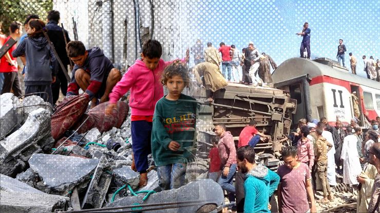 تحذيرات دولية من الإجلاء القسري لسكان غزة.. وتصادم قطارين يخلف ضحايا في مصر