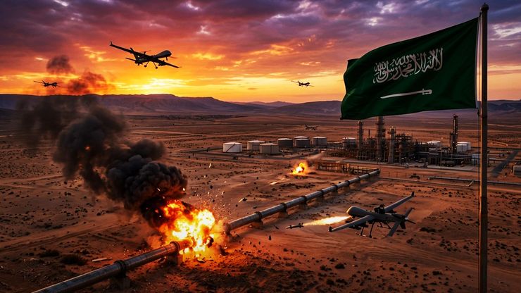 هجوم بمسيرات يستهدف خط "شرق-غرب" في السعودية.. والعراق يغلق الحدود مع إيران